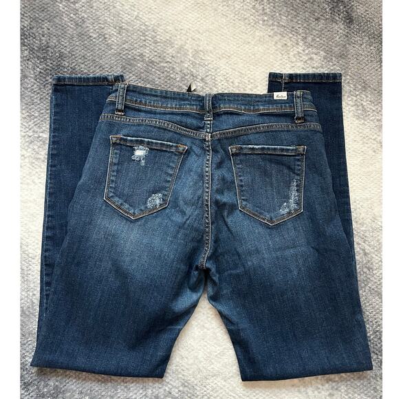 Kancan Dark Wash Mid Rise Stretchy Distressed Skinny Jeans Women Size 27 | 7 - Picture 4 of 9